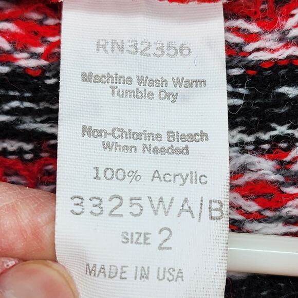 Vintage 80s Baby Sweater Boys 24 Months Red Knit Button Down V-Neck Long Sleeve - Picture 9 of 9